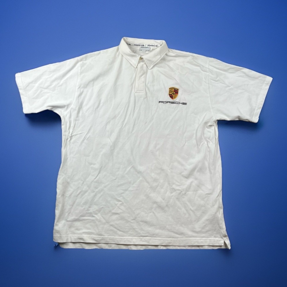 Porsche Design Driver's Selection Sleek White Polo Shirt‎ Sz XXL PORTUGAL MADE